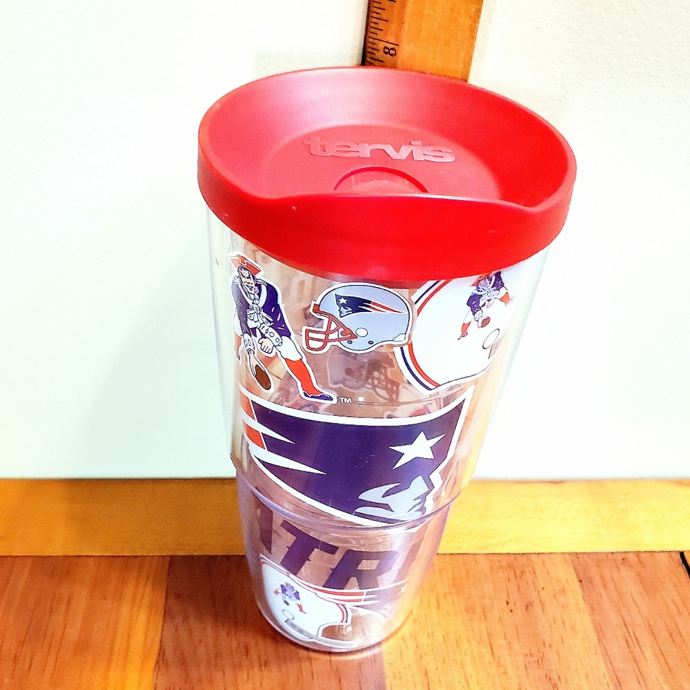 NEW New England Patriots 20oz Tervis Tumbler Lid New Old Logo Collage Travel Mug